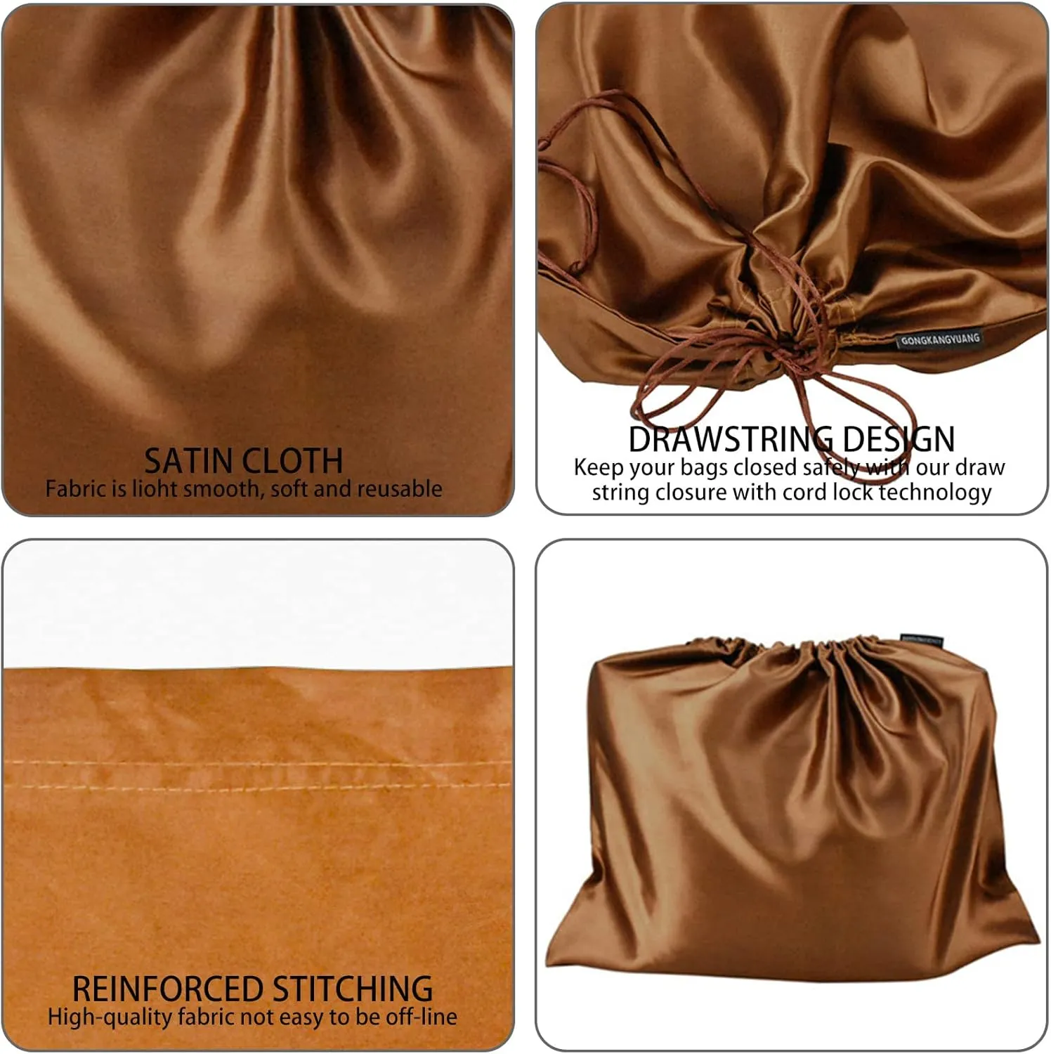 10 Pack Dust Bags for Purses and Handbags, Silk Dust Cover Storage Bag with Drawstring Travel Storage Pouch for Handbag Purse Shoes Boots (Brown, 19.6  15.7 in)