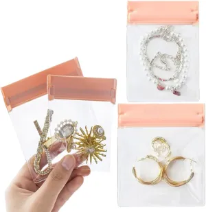 10 Pcs Jewelry Storage Bags Clear Plastic EVA Anti Tarnish Self Seal Small Pouches Zipper Bag for Rings, Bracelets, Necklaces, Earrings,Watch and Other Small Item (Pink)