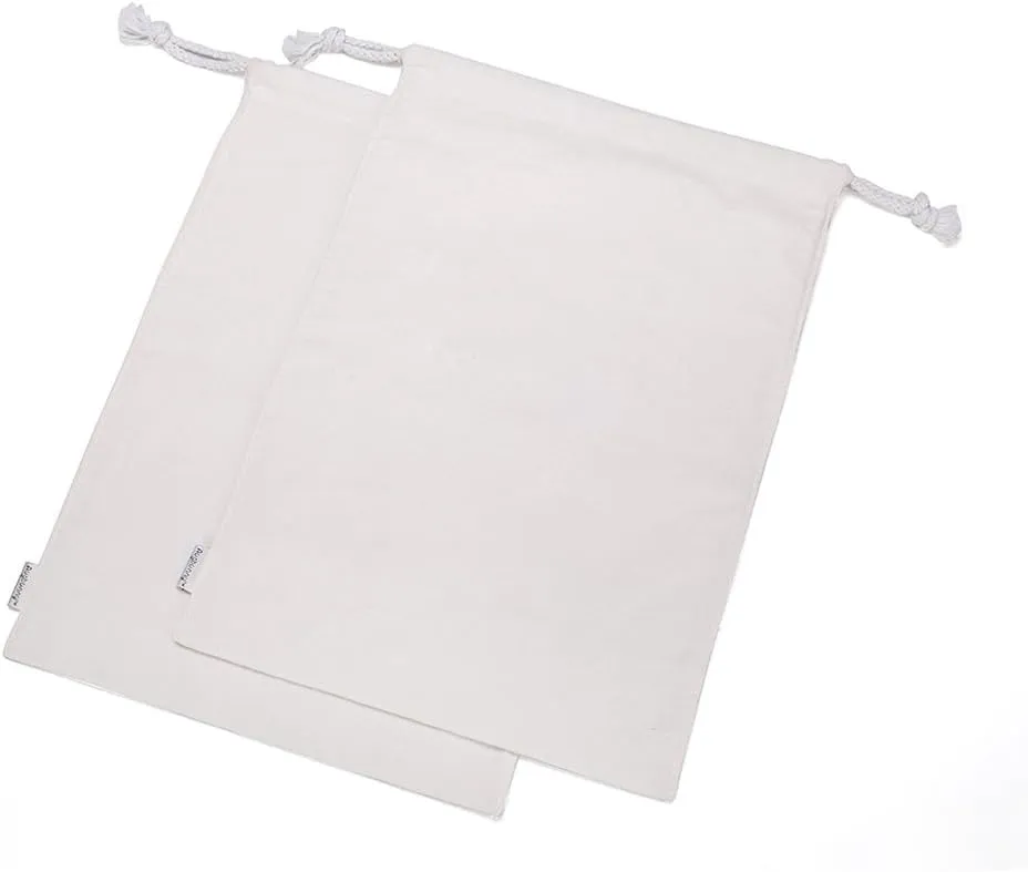 100% Cotton Canvas Travel Laundry Bag, 2-Pack