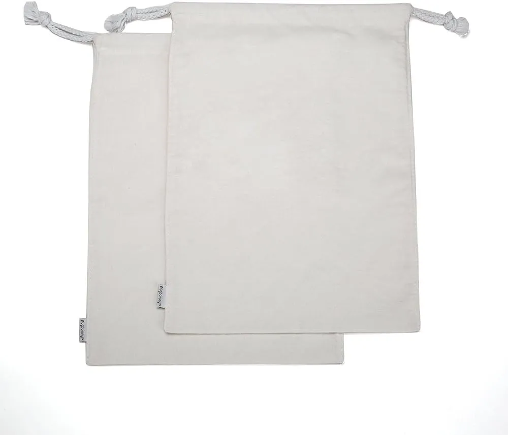 100% Cotton Canvas Travel Laundry Bag, 2-Pack