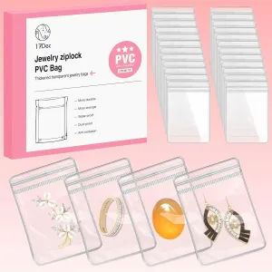 100 Zippered Plastic Jewelry Bags,Small(2.36"x3.15"),Thicker PVC Anti-Tarnish Jewelry Bags Clear Plastic for Gold,Silver,Collectibles,Jewelry Packaging for Business,Travel,Organizing