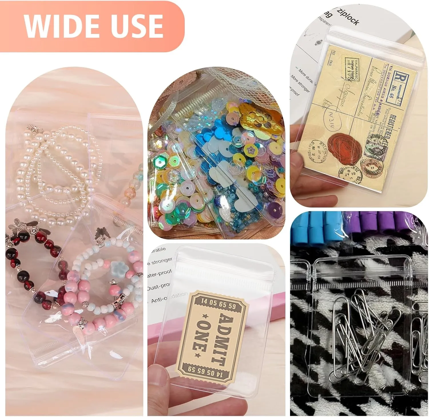 100 Zippered Plastic Jewelry Bags,Small(2.36"x3.15"),Thicker PVC Anti-Tarnish Jewelry Bags Clear Plastic for Gold,Silver,Collectibles,Jewelry Packaging for Business,Travel,Organizing