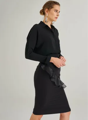 1060 Black Organza Ruffle Skirt