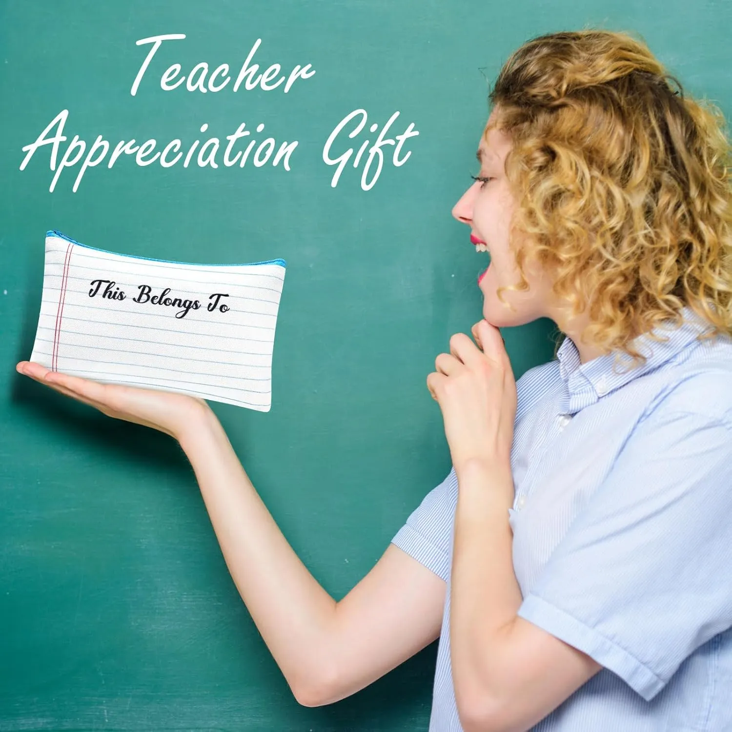 18 Pcs Teacher Appreciation Gifts Bulk Thank You Teacher Gifts with Makeup Cosmetic Bags Keychain and Pens Pencil Pouch for Holiday Birthday Graduation Favors(White,Flower)