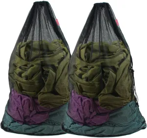 2 Pack Laundry Bags Heavy Duty Mesh Wash Bags with Drawstring Closure for College, Dorm, Travel, Family and Apartment Dwellers, 24 x 36 Inches, Black