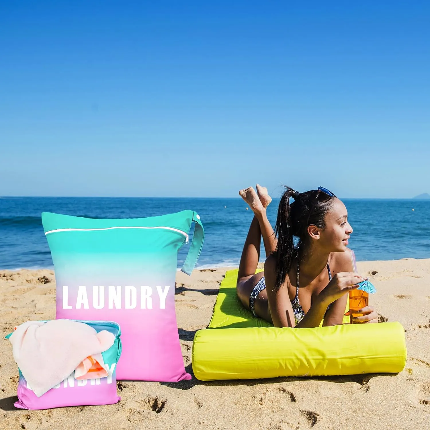 2 Pcs Large Travel Laundry Bags - Waterproof Wet Dry Bags for Gym Clothes, Swimming, Yoga