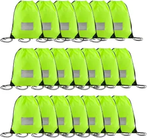 20 Pcs Drawstring Bags,Bulk Draw String Backpack, DIY Gym Sports Cinch Bag Sackpack for Women Men, Fluorescent Green