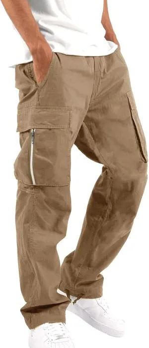 2023 Men's Casual Cargo Pants with Multi Pockets Stylish Plus Size Hiking Pants Workout Joggers Sweatpants Trousers for Men