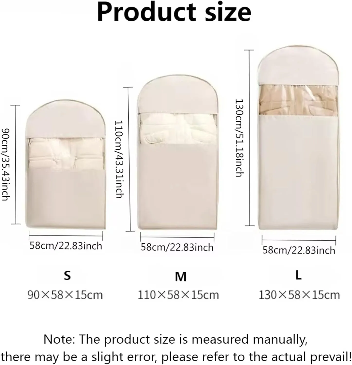 2025 Space Saving Hanging Garment Bag with Self Compression Zipper, Compression Space Saver Closet Storage Organizers, Dust Cover Clothes Bags for Down Coat (Beige,Large)