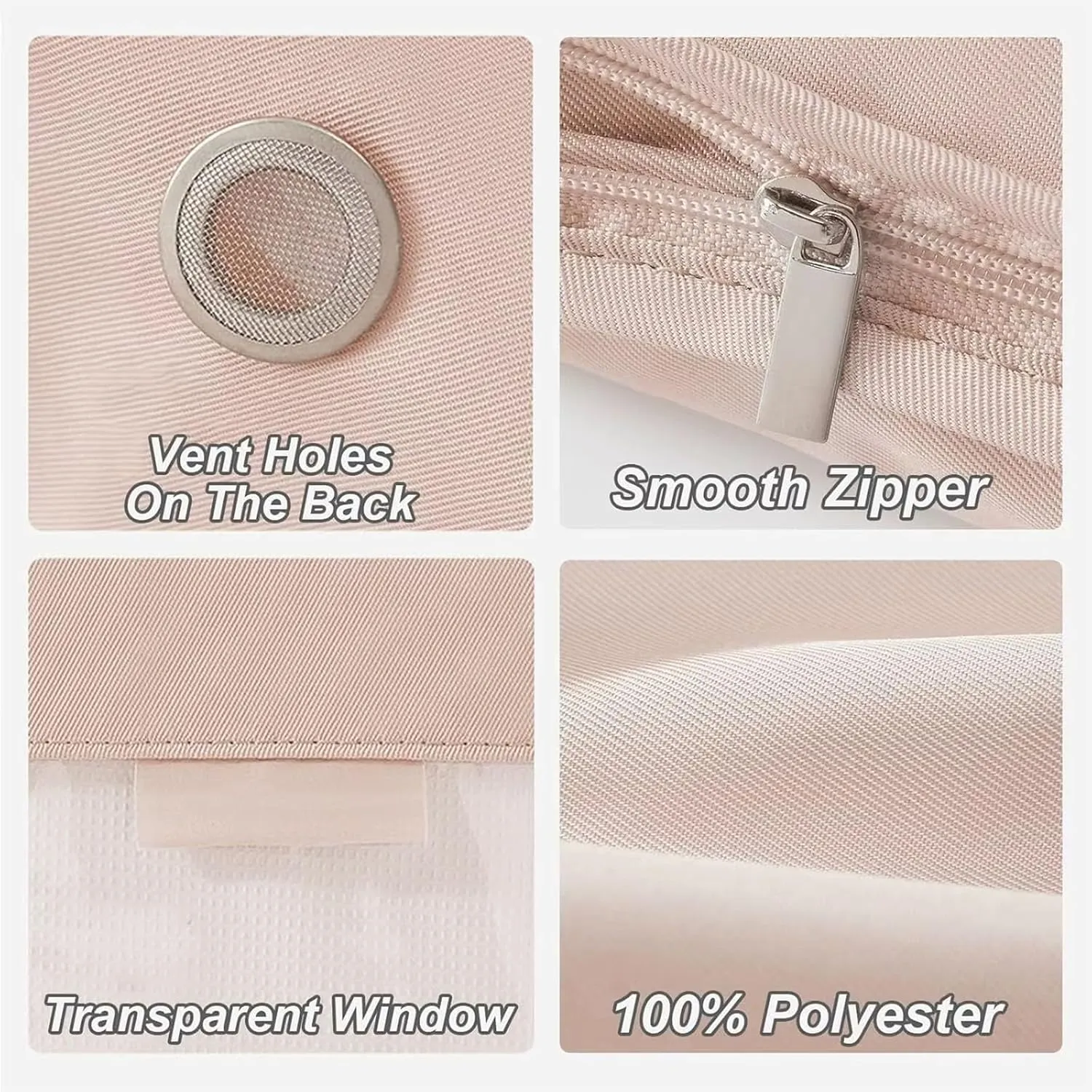 2025 Space Saving Hanging Garment Bag with Self Compression Zipper, Compression Space Saver Closet Storage Organizers, Dust Cover Clothes Bags for Down Coat (Beige,Large)