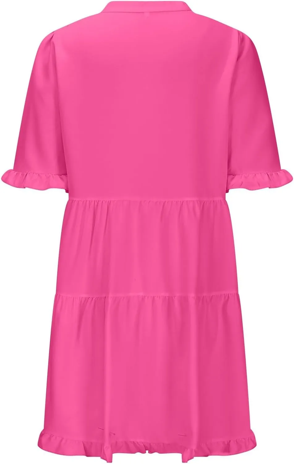 2025 Women Dresses Spring Summer V Neck Ruffle Short Sleeve Casual A-Line Flowy Dress Babydoll Shift Dress Mini Dress