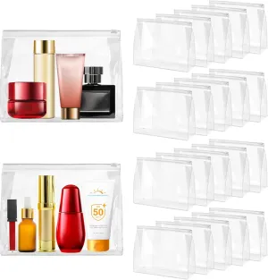 24 Pack Mini Clear Makeup Bags Bulk, Small Cosmetic Bags with Zipper TSA Approved Travel Toiletry Bags Plastic Organizer Pouches for Swimsuit, Bikini, Women Men Vacation