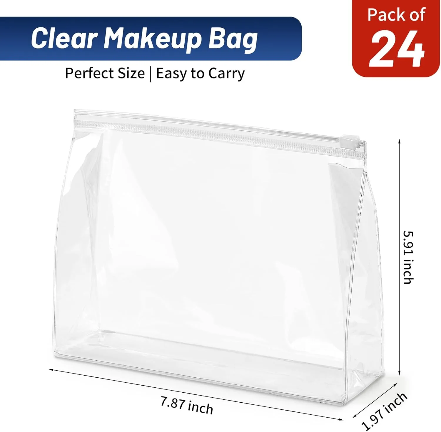 24 Pack Mini Clear Makeup Bags Bulk, Small Cosmetic Bags with Zipper TSA Approved Travel Toiletry Bags Plastic Organizer Pouches for Swimsuit, Bikini, Women Men Vacation