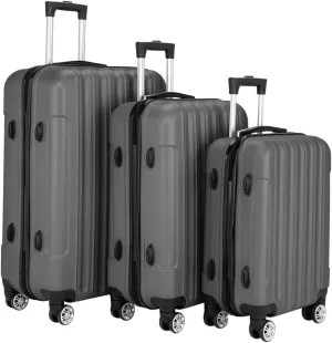 3-in-1 Multifunctional Traveling Storage Suitcases - Hard Case Suitcase with 360 Double Spinner Wheels - Lightweight Carry Ons with TSA Lock - Travel Luggage Set (20", 24", & 28") - Dark Gray