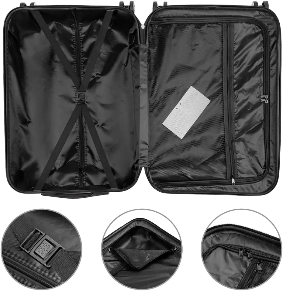 3-in-1 Multifunctional Traveling Storage Suitcases - Hard Case Suitcase with 360 Double Spinner Wheels - Lightweight Carry Ons with TSA Lock - Travel Luggage Set (20", 24", & 28") - Dark Gray