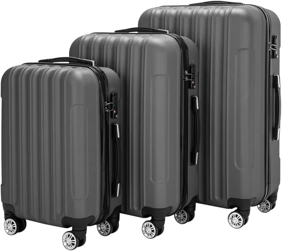3-in-1 Multifunctional Traveling Storage Suitcases - Hard Case Suitcase with 360 Double Spinner Wheels - Lightweight Carry Ons with TSA Lock - Travel Luggage Set (20", 24", & 28") - Dark Gray