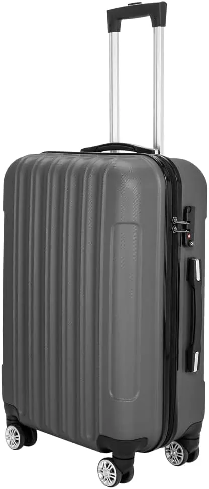 3-in-1 Multifunctional Traveling Storage Suitcases - Hard Case Suitcase with 360 Double Spinner Wheels - Lightweight Carry Ons with TSA Lock - Travel Luggage Set (20", 24", & 28") - Dark Gray