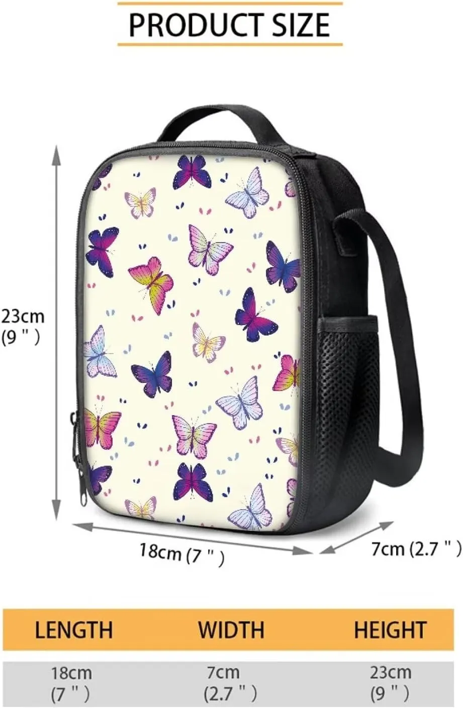 3 Pcs Butterfly Backpack Kids Backpacks for Girls with Lunch Box School Pencil Case Insulated Lunch Bag Large Capacity Backpack for School Travel