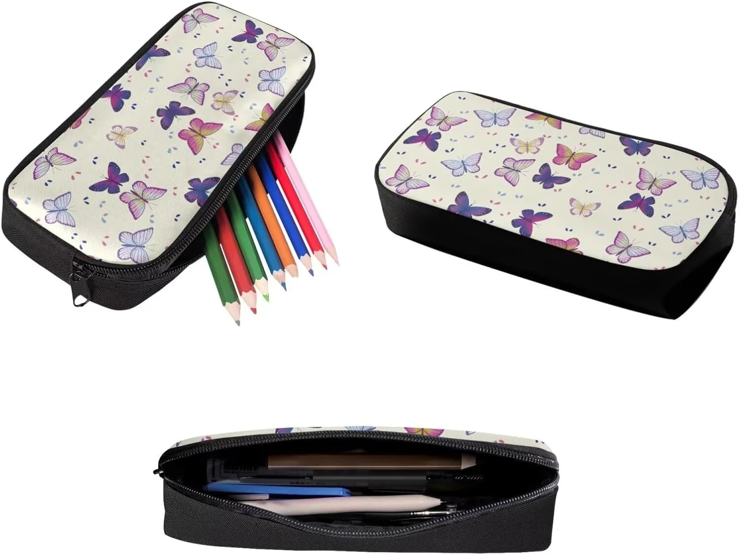 3 Pcs Butterfly Backpack Kids Backpacks for Girls with Lunch Box School Pencil Case Insulated Lunch Bag Large Capacity Backpack for School Travel