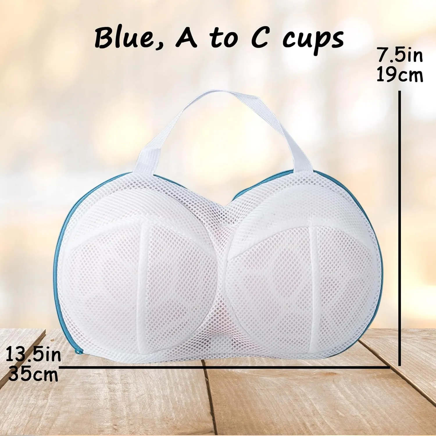 3Pcs Bra Washing Bags for Laundry Mesh Women Lingerie Underwear Brassiere Bags with Handle and Zipper Lingerie bra laundry Bag for Washing Machine Delicate (Blue, A to C cups)