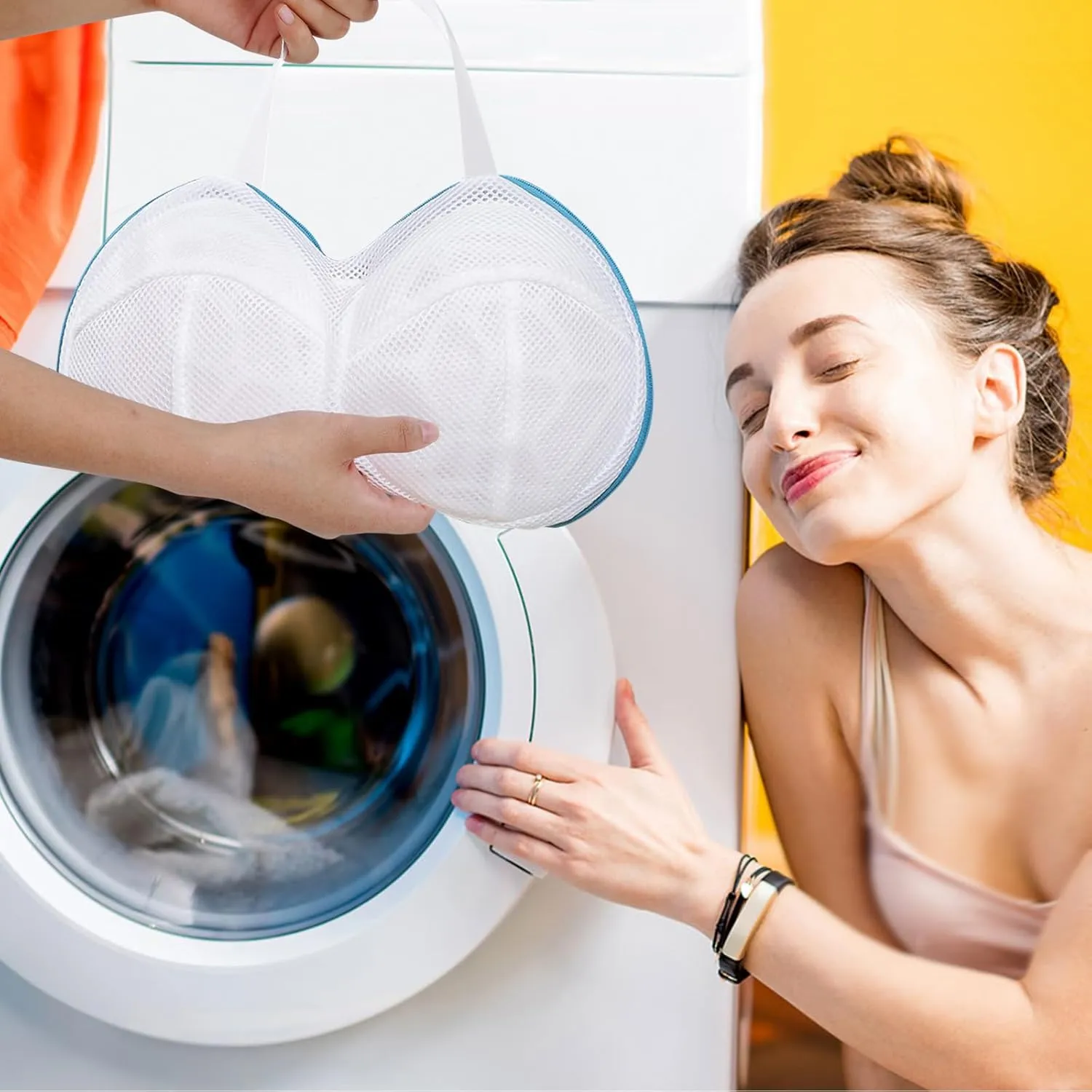 3Pcs Bra Washing Bags for Laundry Mesh Women Lingerie Underwear Brassiere Bags with Handle and Zipper Lingerie bra laundry Bag for Washing Machine Delicate (Blue, A to C cups)