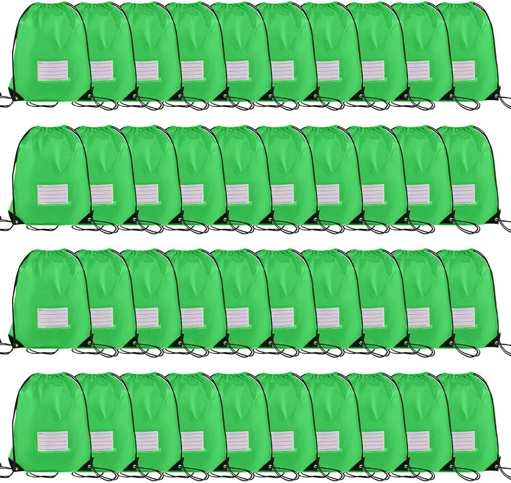 40 Pcs Drawstring Bags,Bulk Draw String Backpack, DIY Gym Sports Cinch Bag Sackpack for Women Men, Green