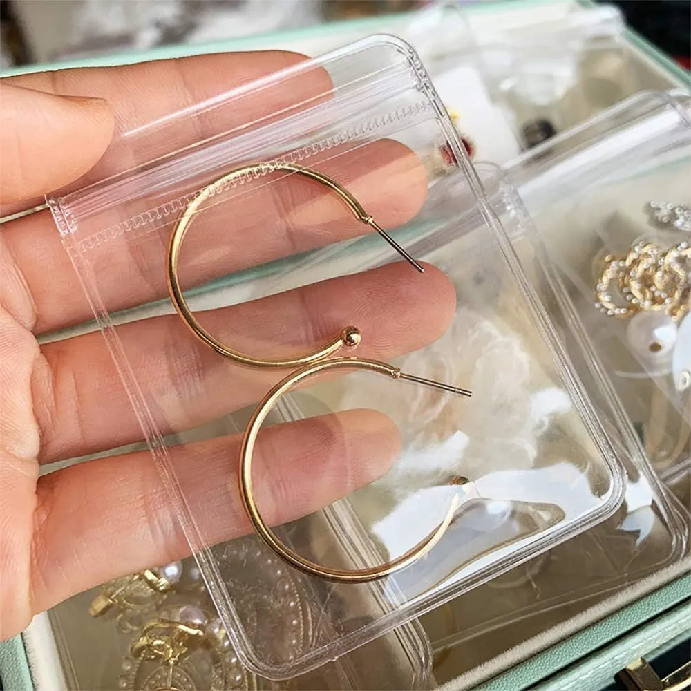 48 Pack PVC Clear Jewelry Anti Oxidation Zipper Bag Antitarnish Plastic Bags for Packaging Jewelry Rings Earrings Transparent Poly Pouch (Clear, 2.369.05 inch)