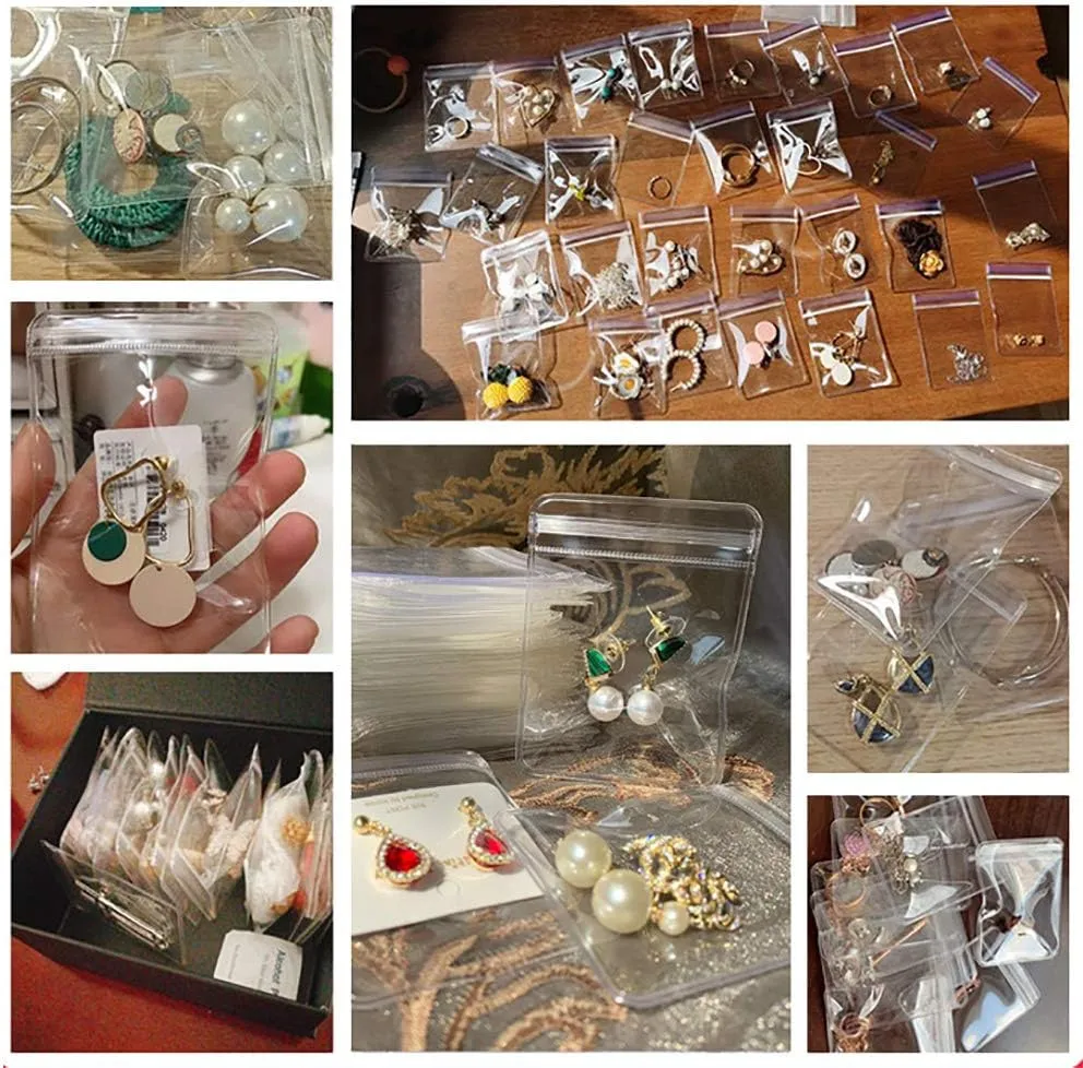 48 Pack PVC Clear Jewelry Anti Oxidation Zipper Bag Antitarnish Plastic Bags for Packaging Jewelry Rings Earrings Transparent Poly Pouch (Clear, 2.369.05 inch)