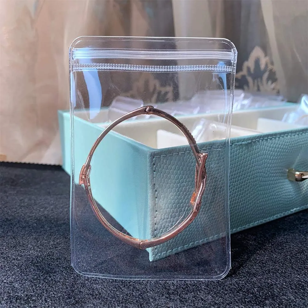48 Pack PVC Clear Jewelry Anti Oxidation Zipper Bag Antitarnish Plastic Bags for Packaging Jewelry Rings Earrings Transparent Poly Pouch (Clear, 2.369.05 inch)