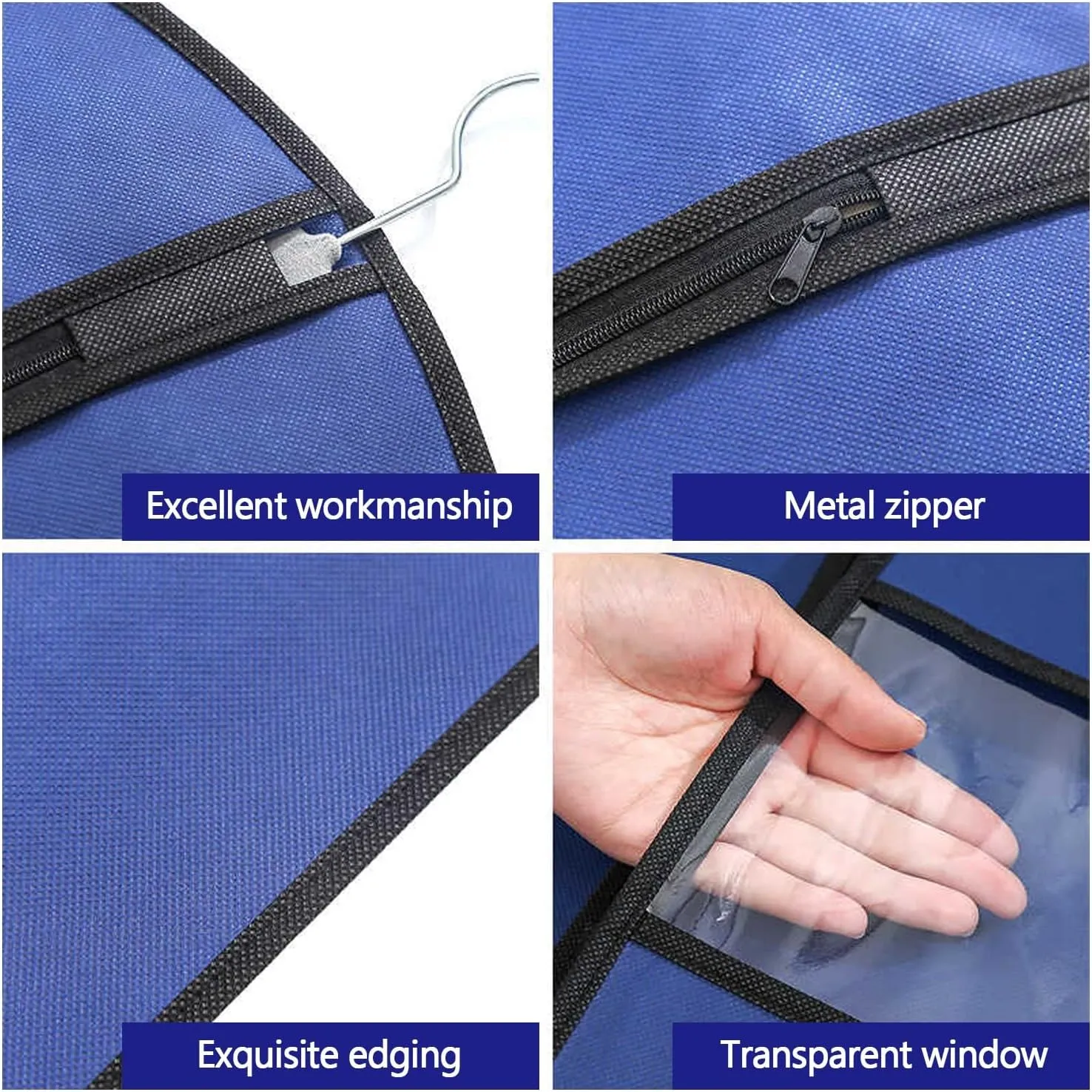 5 Pcs Garment Bags for Hanging Clothes, Suit Bags Clothes Dust Covers, Closet Cover with Clear Window for Coats, Jackets, Shirts(Black,60x80cm)