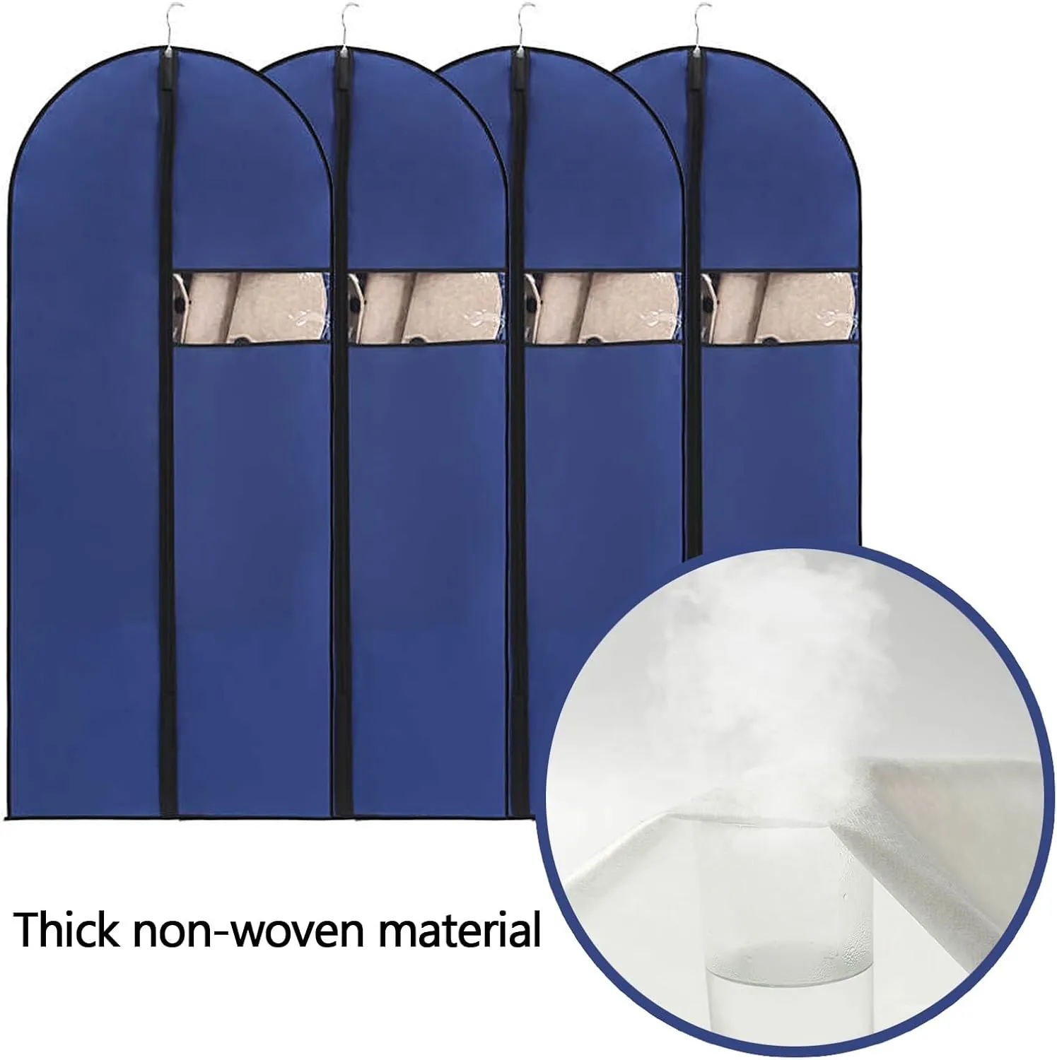 5 Pcs Garment Bags for Hanging Clothes, Suit Bags Clothes Dust Covers, Closet Cover with Clear Window for Coats, Jackets, Shirts(Black,60x80cm)