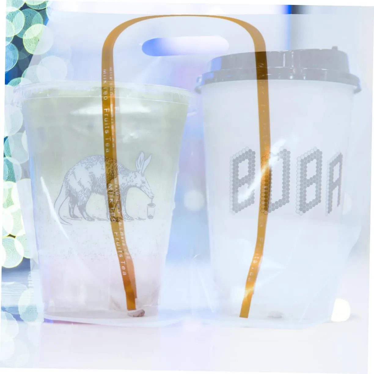 50pcs Transparent Bag Tea Bag Beverage Bag Plastic Drinkware Trolley Bags for Shopping Cart Drink Pouches Clear Packaging Bags Clear Drink Carrier Bags Milk Coffee Juice re-usable