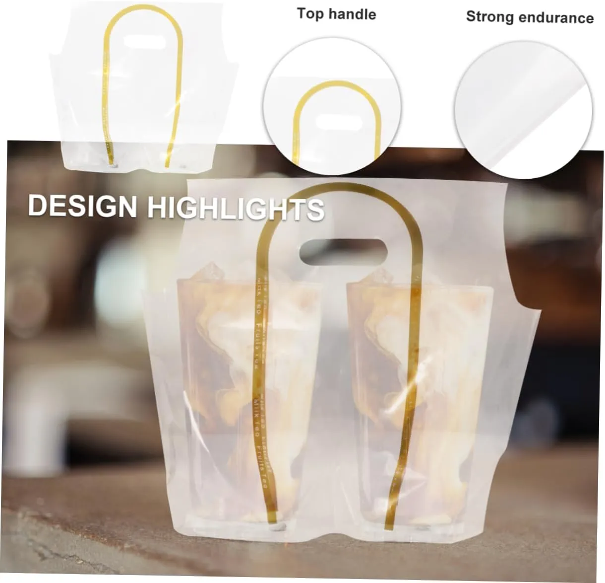 50pcs Transparent Bag Tea Bag Beverage Bag Plastic Drinkware Trolley Bags for Shopping Cart Drink Pouches Clear Packaging Bags Clear Drink Carrier Bags Milk Coffee Juice re-usable