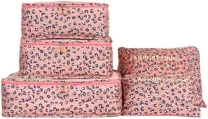 6PCS Waterproof Packing Cubes Travel Luggage Packing Organizer Pouch Clothes Storage Bag Suitcase for Toiletry (Pink), PP020302