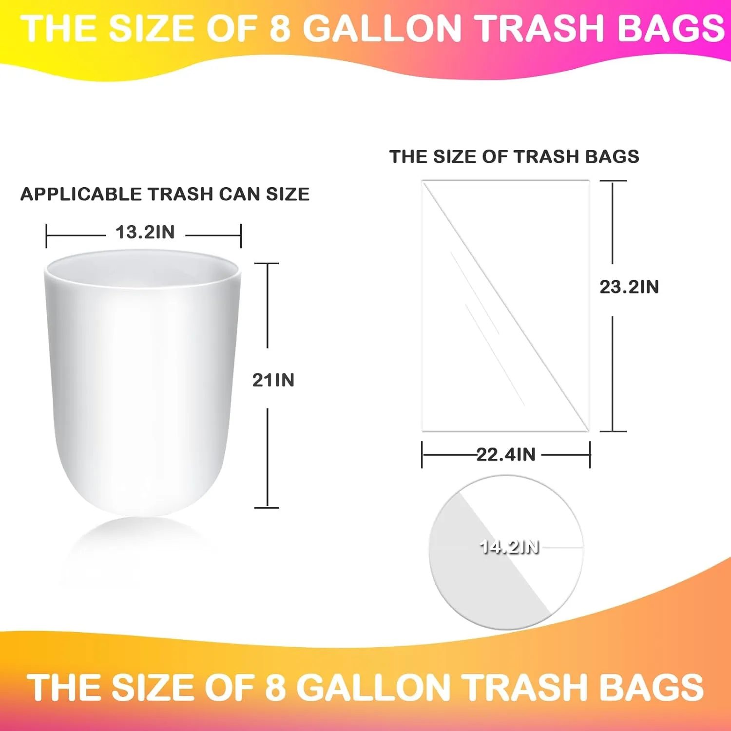 8 Gallon Drawstring Trash Bags,20 Count White
