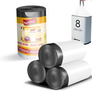 8 Gallon Drawstring Trash Bags,20 Count White