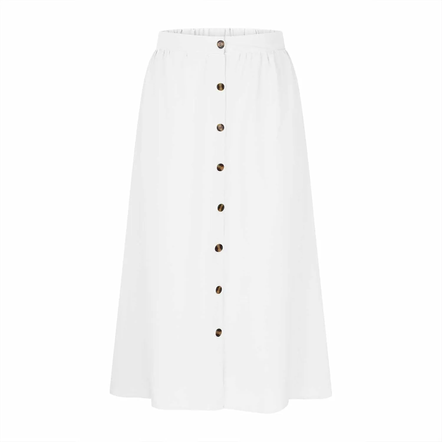 A Line Midi Skirts for Women Button Front Casual Summer Skirt High Waisted Flowy Boho Beach Skirts Resort Wear