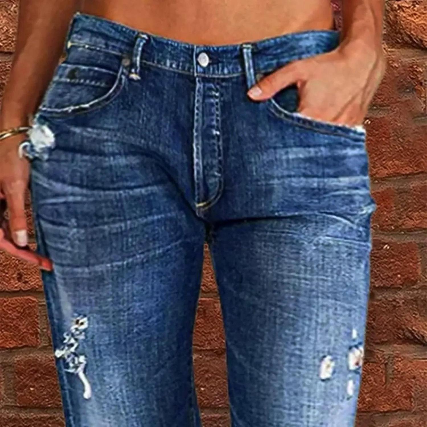 Akivide Loose Distressed Jean for Women Baggy Ripped Straight Leg Mid Waist Boyfriend Denim Pants