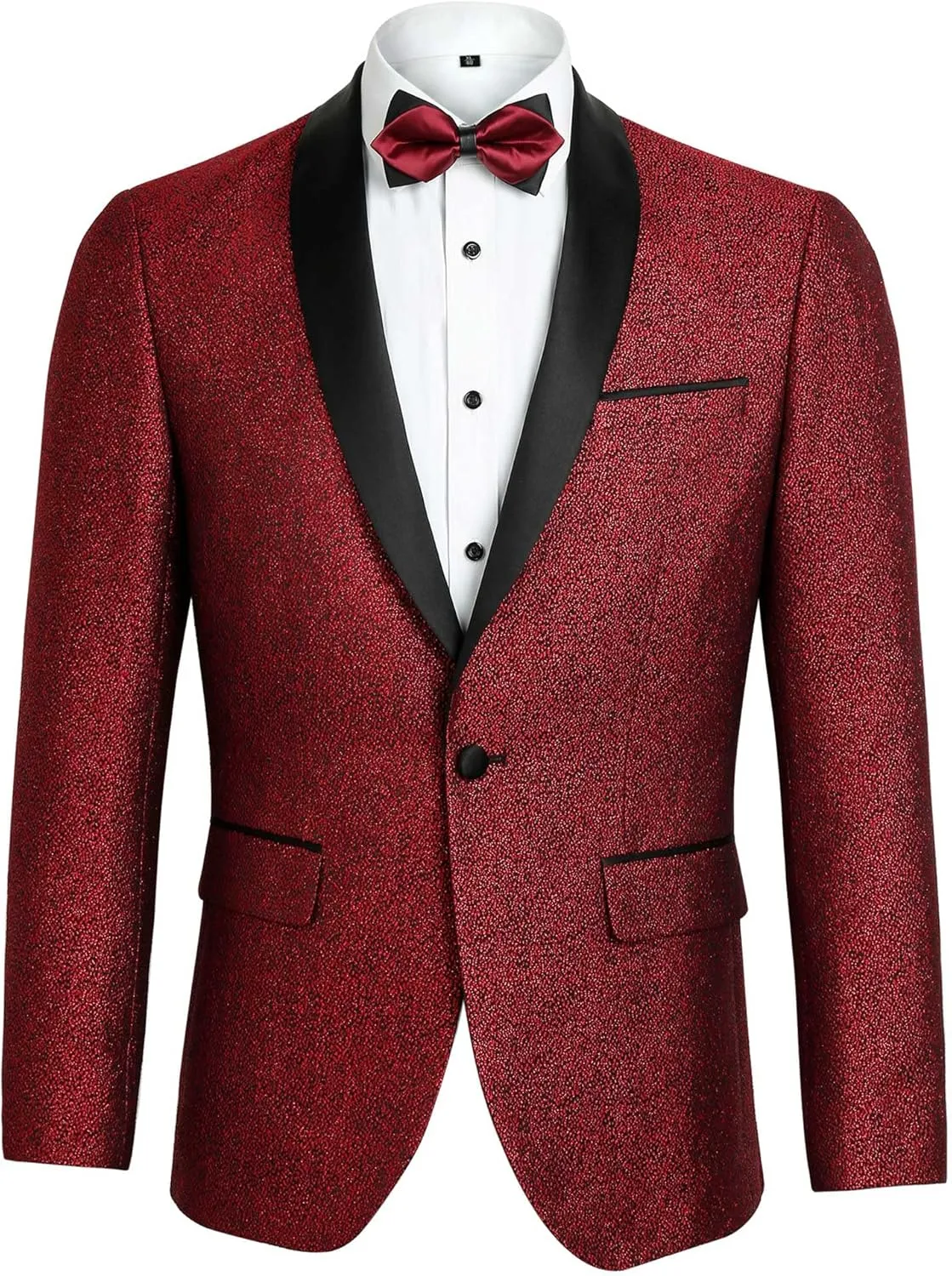 Alizeal Mens Tuxedos Shawl Lapel One Button Shiny Fashion Jacquard Suit Blazer Jacket for Party Prom Wedding