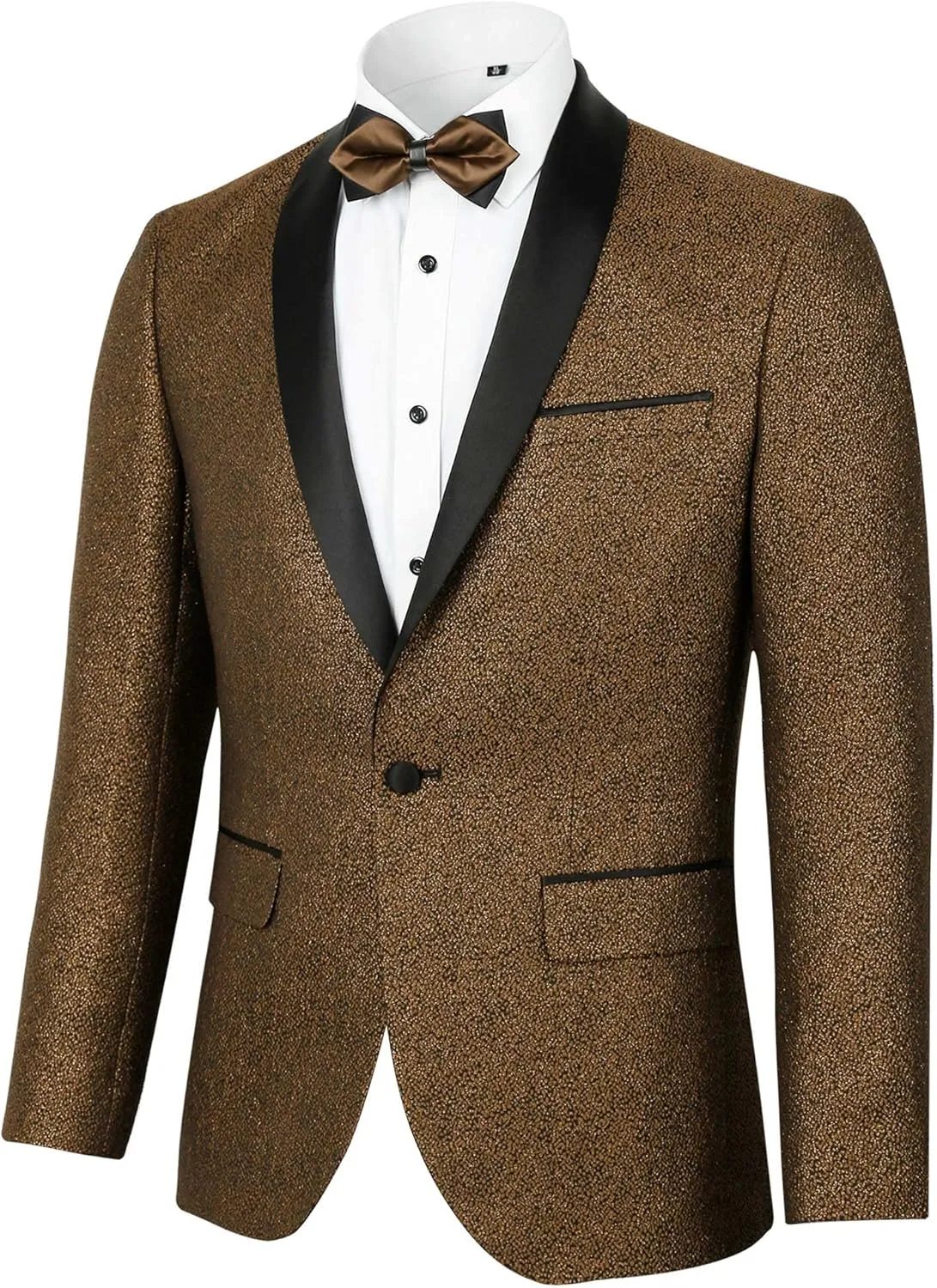 Alizeal Mens Tuxedos Shawl Lapel One Button Shiny Fashion Jacquard Suit Blazer Jacket for Party Prom Wedding