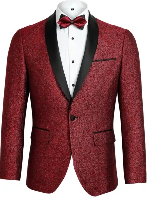 Alizeal Mens Tuxedos Shawl Lapel One Button Shiny Fashion Jacquard Suit Blazer Jacket for Party Prom Wedding
