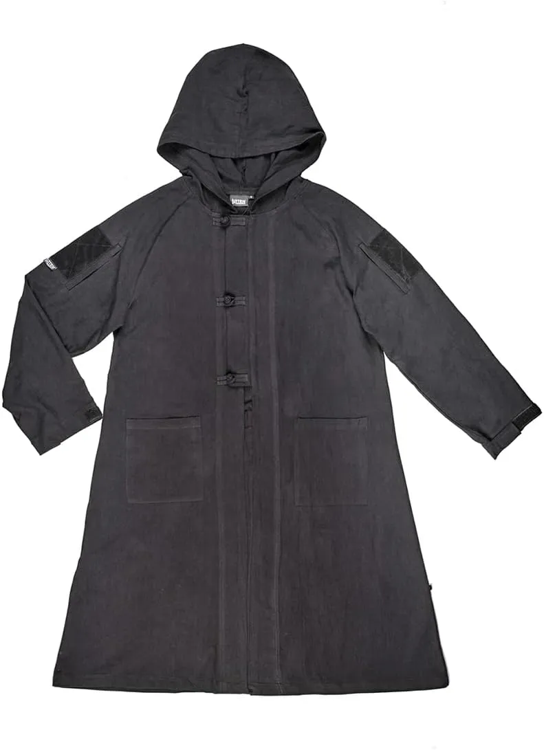 AMOC Tactical Long Coat with Hood, BACRAFT Outdoor Tactical Long Coat Training Cloak with Hood (Black/M)
