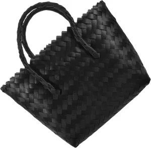 Amosfun Handwoven Beach Bag Multi Functional Straw Tote Purse for Shopping Picnics and Daily Use Versatile Plastic Grocery Basket with Handle for