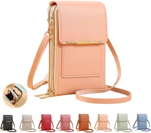 Anti-theft Leather Bag, Phone Crossbody Bags for Women, Touchscreen Phone Wallet PU Leather Crossbody Bag