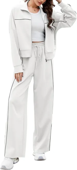AVAMO 2 Piece Tracksuit for Women Sweatsuits Sets Outfits Long Sleeve Zip Up Sweatshirt Long Pants Jogging Suits