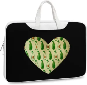 Avocado Love Heart Leather Bag Laptop Case Slim Water Resistant Computer Bags with Handle Briefcase for Work