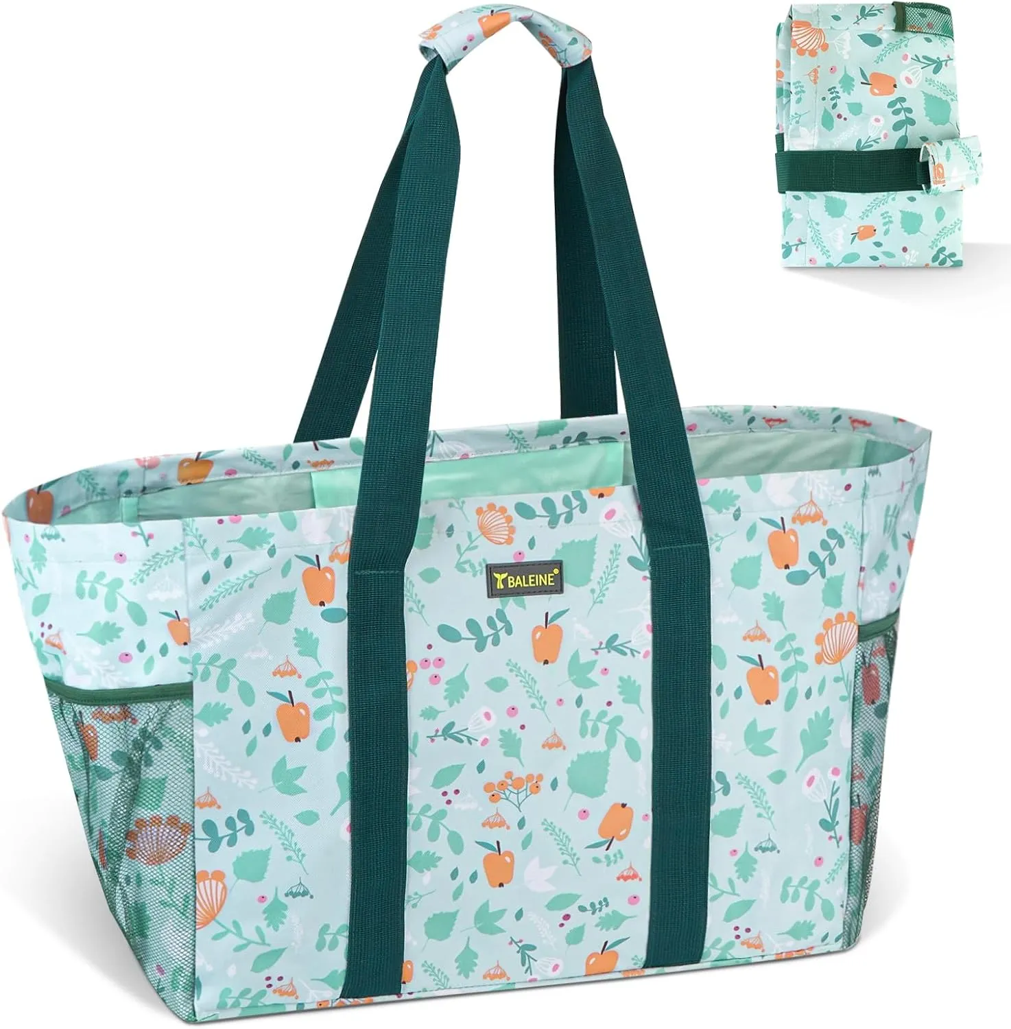 BALEINE Soft 9 Gallon Extra Large Utility Tote, Foldable Reusable Storage Bag (Spring Stroll)