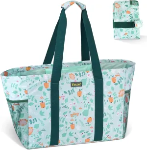 BALEINE Soft 9 Gallon Extra Large Utility Tote, Foldable Reusable Storage Bag (Spring Stroll)