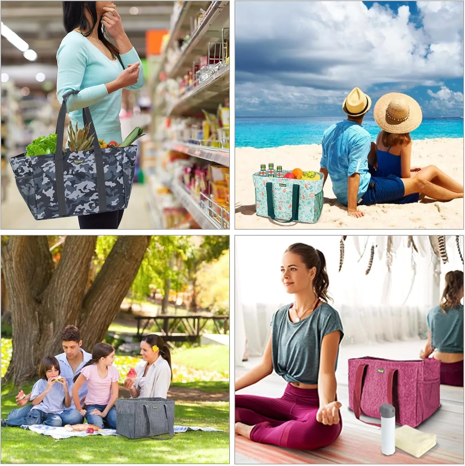 BALEINE Soft 9 Gallon Extra Large Utility Tote, Foldable Reusable Storage Bag (Spring Stroll)