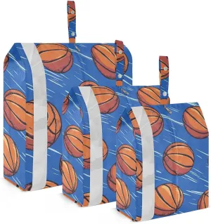 Basketball Deep Blue 3 Set Packing Travel Bags Waterproof Garment Bag Closet Storage Luggage Organizer Bag Luggage Organizer